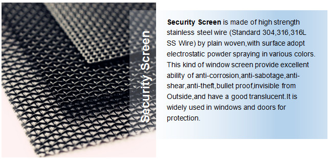 Powder Coated Black Stainless Steel Woven Wire Mesh Mosquitoesprotecttion Door / Window Screen