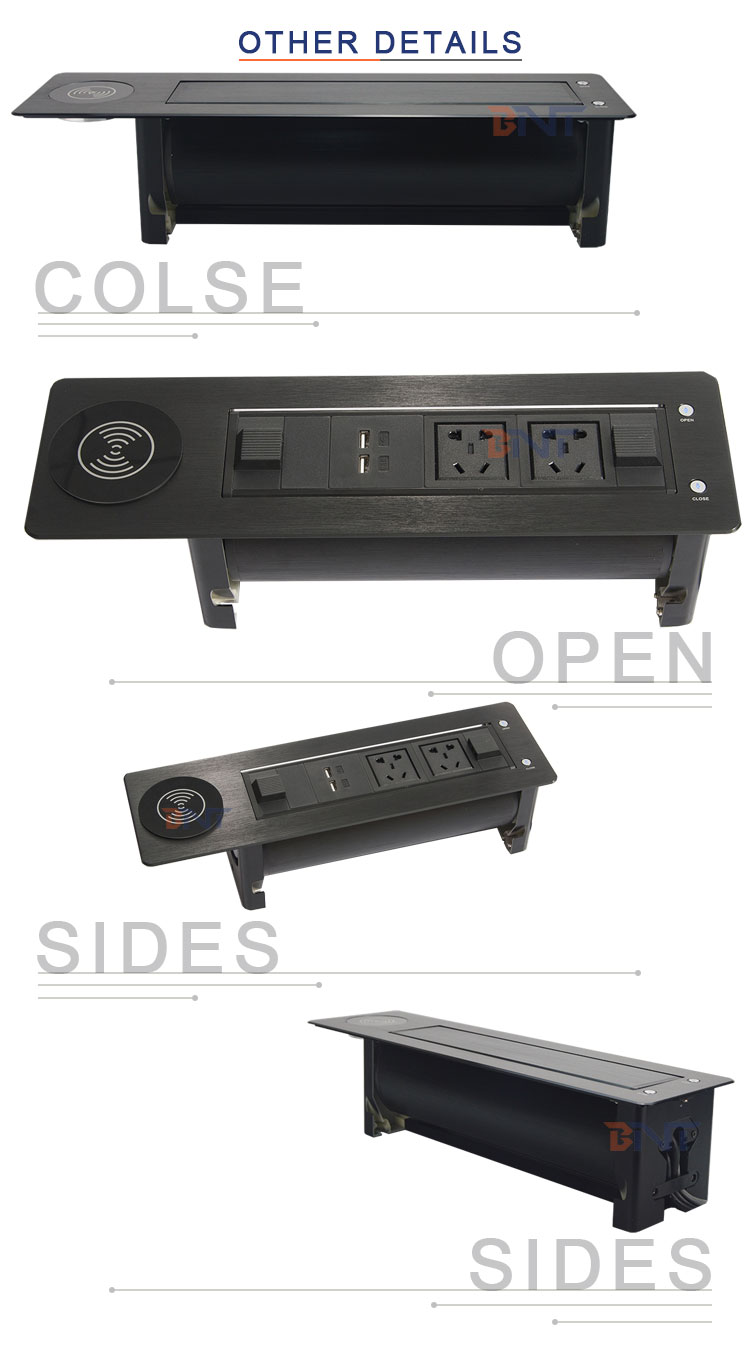 factory customize manual flip up tabletop power socket electric motorised tounover rotary conference table desktop socket