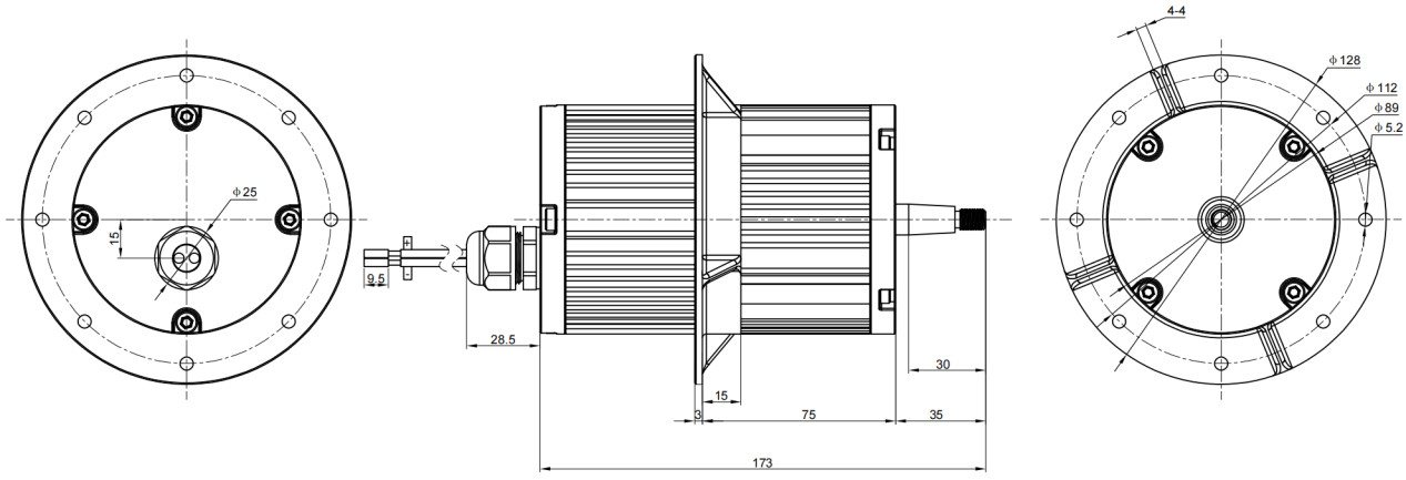 Industrial BLDC Fan Motor W89127 24V / 36V / 48VDC