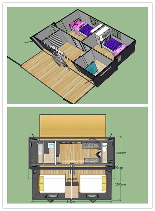 Rainproof Mobile House Container With Mobile Home Cabin Expandable Container House