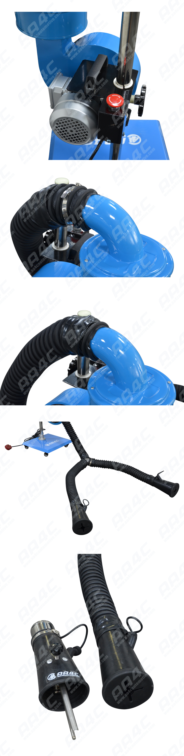 AA4C car exhaust extracting system auto vehicle exhaust dolly for car with single or dual pipe control customize siz