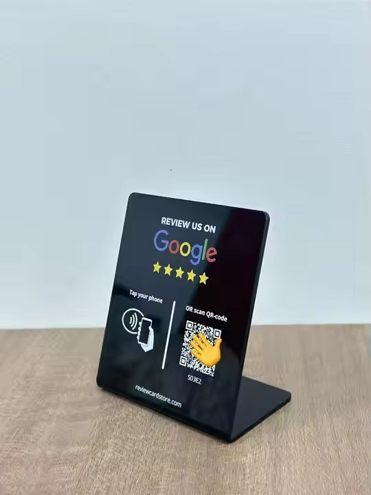 Custom NFC Stand Social Media Review NFC PVC Google Review Card Menu Display Stand