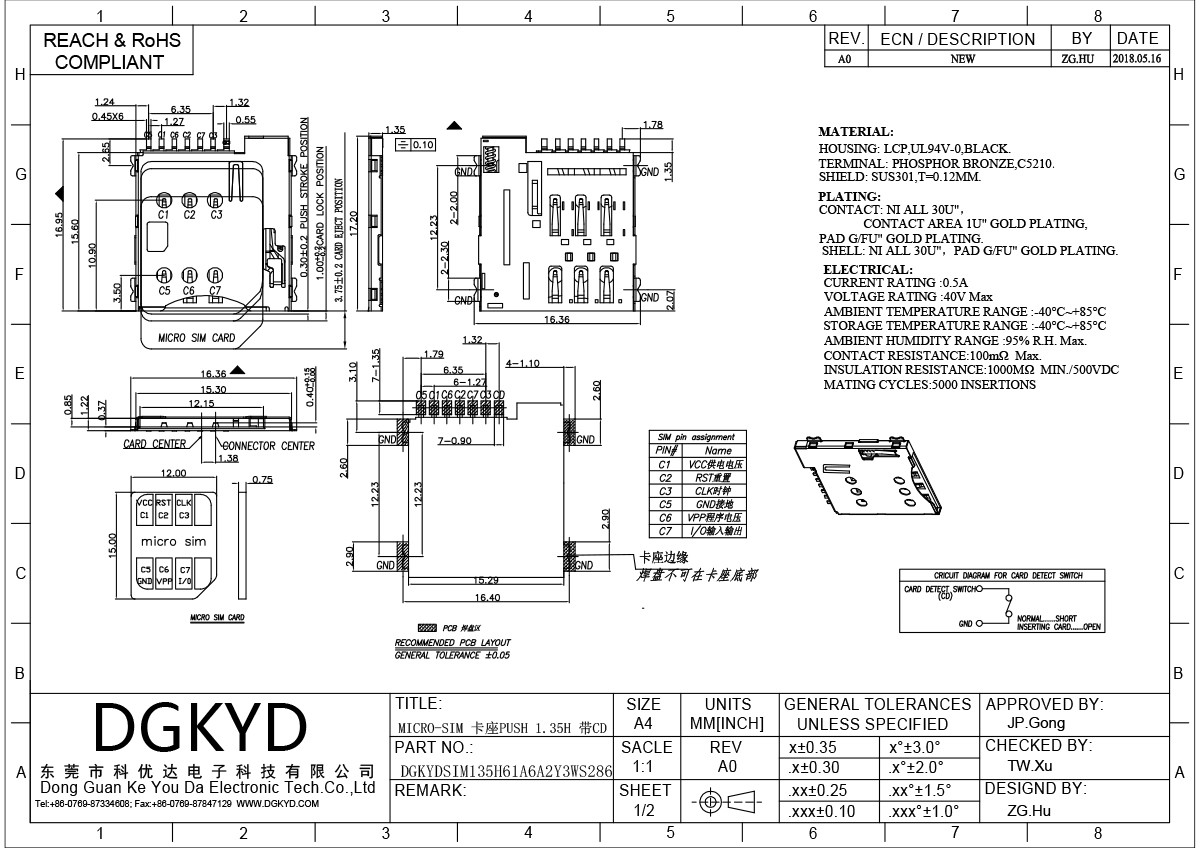 1.35 High Micro SIM 6+1 Telephone Booth PUSH 1.35H With CD DGKYDSIM135H61A6A2Y3WS286
