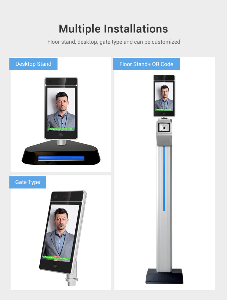 Multichannel Non Contact Temperature Scanner , Android AI Thermal Camera Access Control