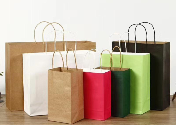 250gsm Colored Paper Shopping Bags Retail Shopping Bags Kraft Brown Paper Shopping Bags With Handles