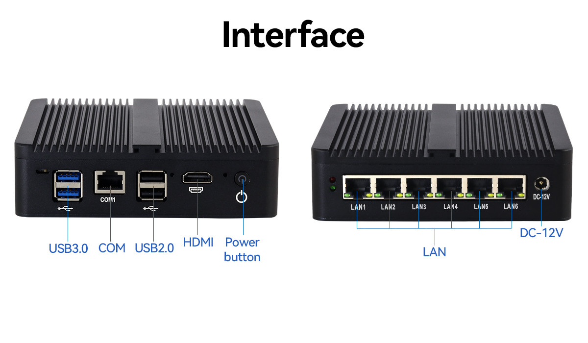 Intel Celeron J6412 Soft Router 2500M 6LAN DDR4 32GB HD Display Mini PC