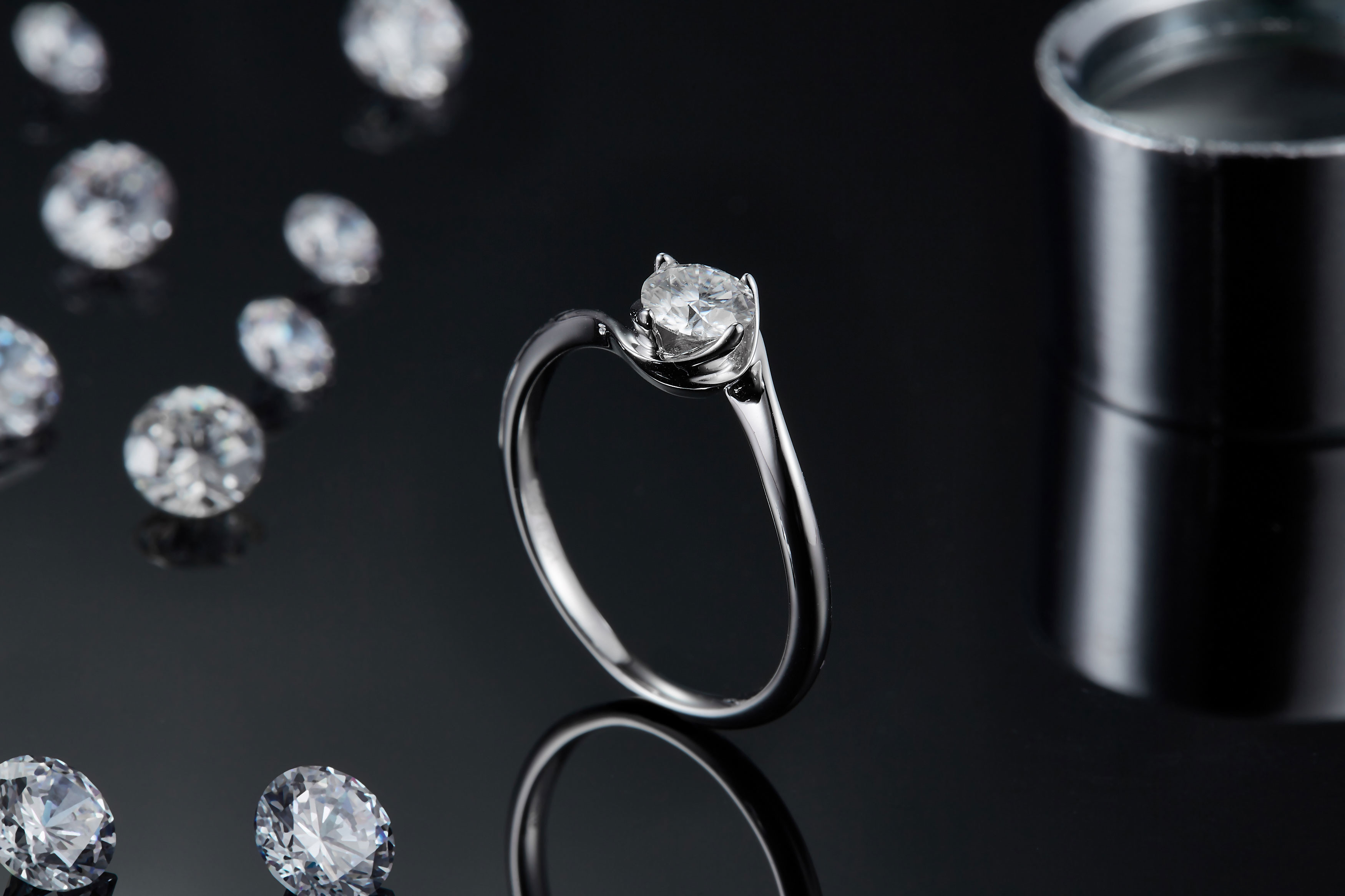 White Gold 14 Karat Lab Grown Moissanite Vintage Inspired Moissanite Engagement Diamond Jewelry Ring