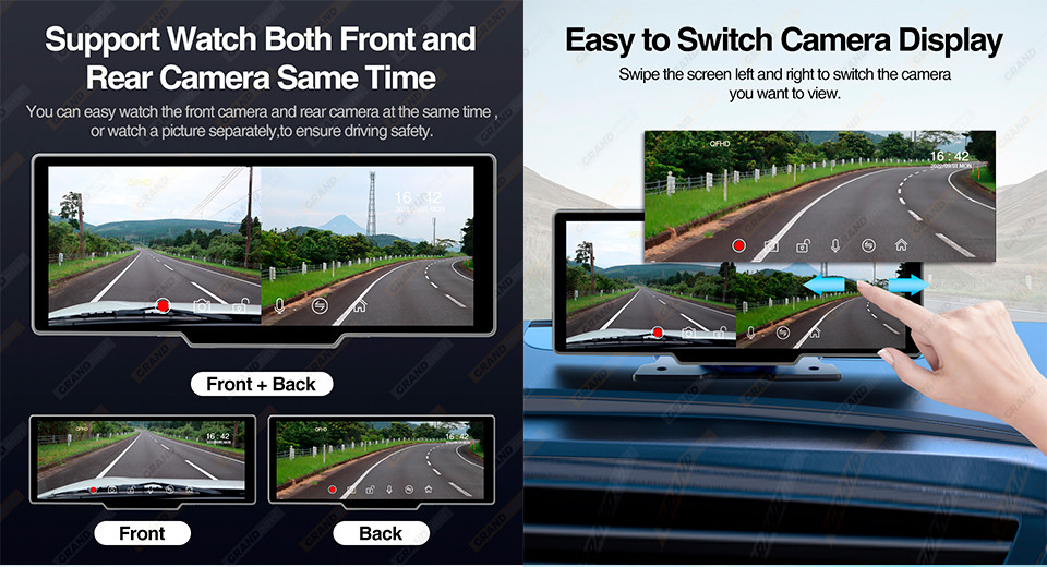 GPS 4K Dual Lens Vehicle Blackbox DVR 2160P Android Auto Dash Cam Dashboard Car