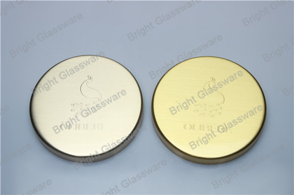 electroplating gold metal lids with customized brand logo for candle holder