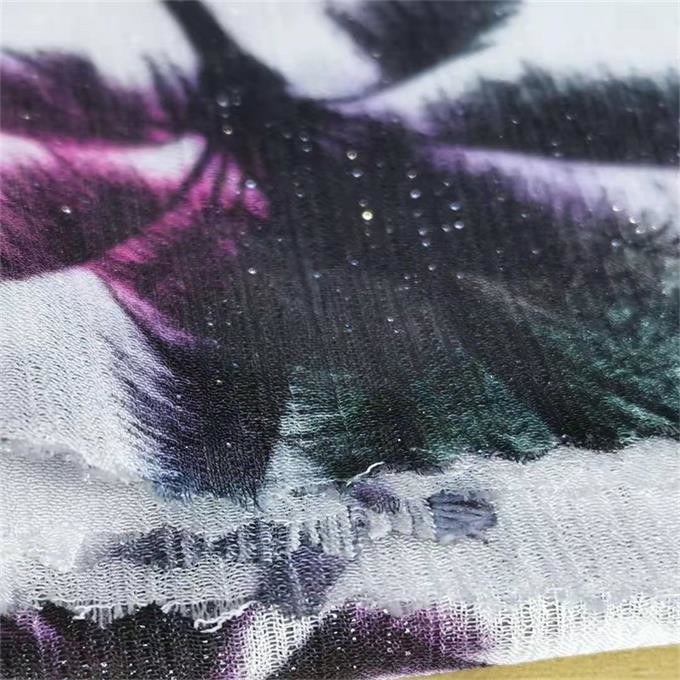 Silver Yarn Floral Print Chiffon Fabric 85gsm
