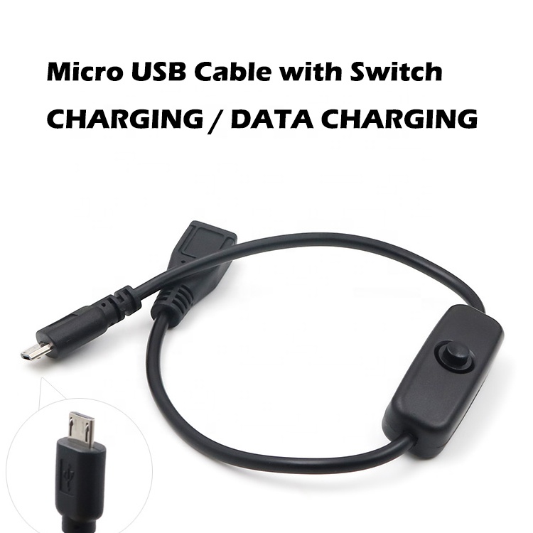 Custom Male to Female Charging ON OFF Micro USB Extension Cable with Switch