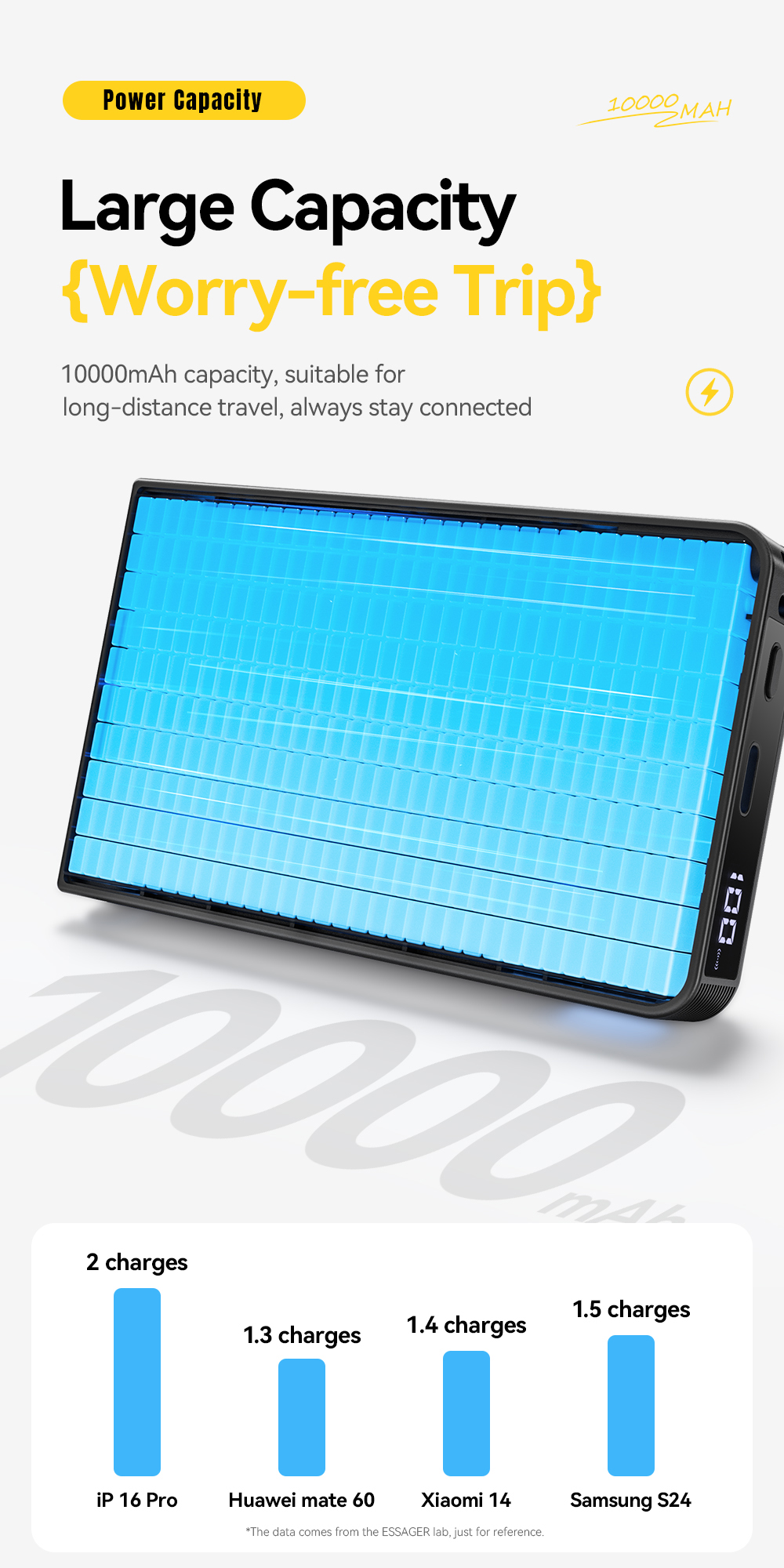 ESSAGER ES-D019 10000mah Wireless Magnetic Power Bank with TYPE-C Input Interface and ABS Aluminum Alloy