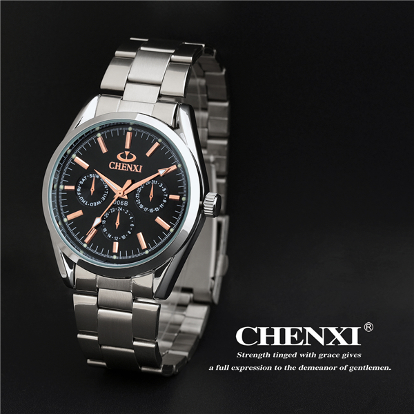MOQ 10pcs China Watch Manufacturer Rose Gold 3 Dial Wristwatches Man Stainless Steel Watch