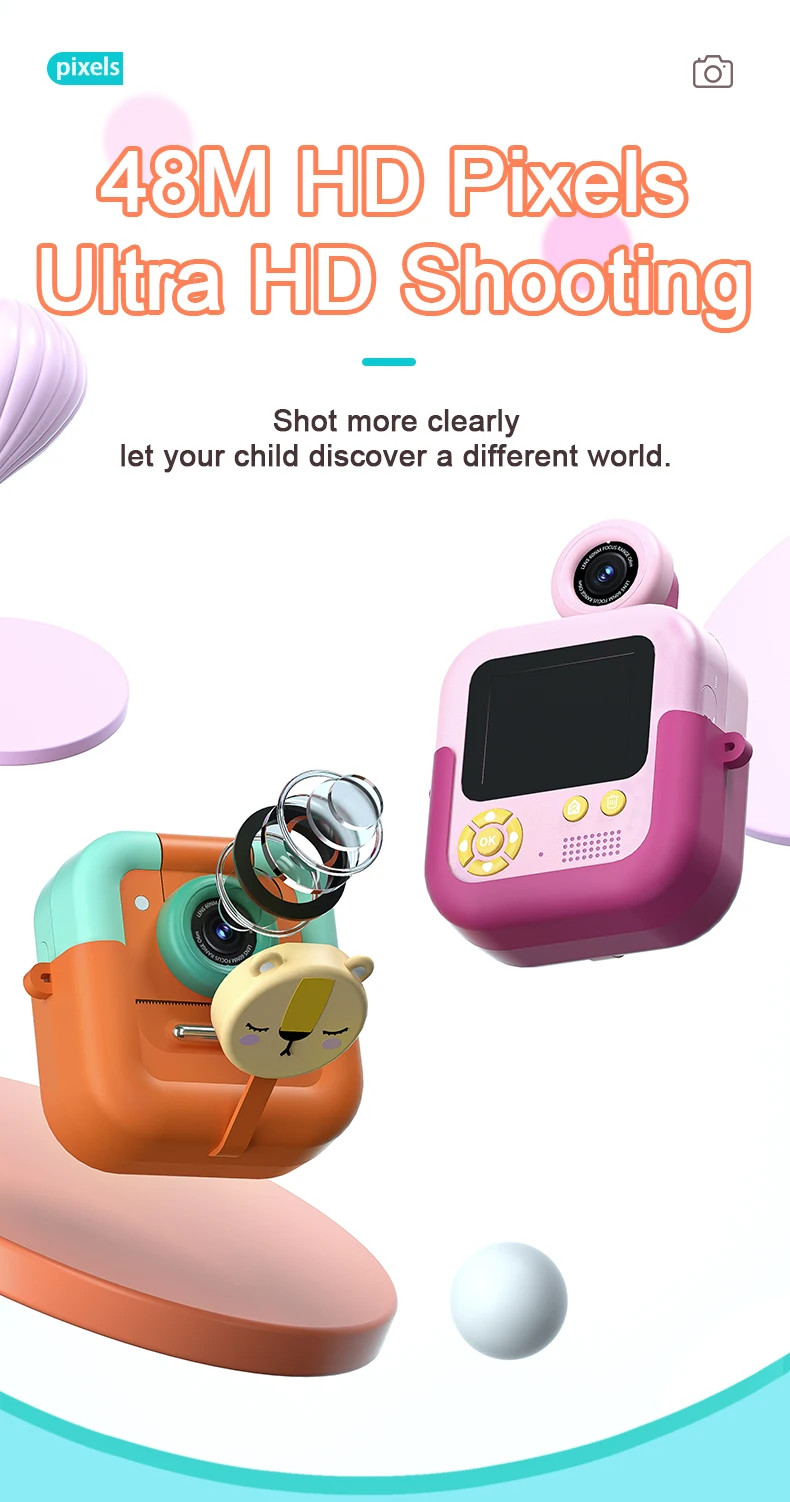 Kids Camera Instant Print,1080P Kids Instant Cameras That Print Photos,Christmas Birthday Gifts
