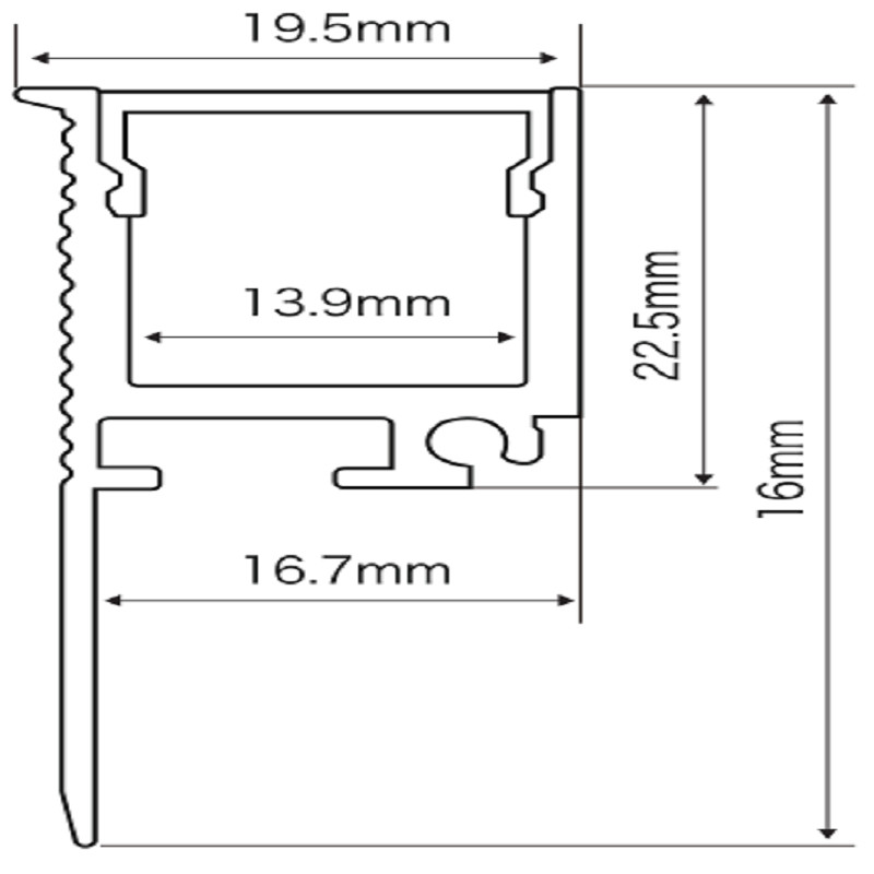 23*20mm Aluminium Gypsum Plaster Trimless Recessed LED Linear Profile