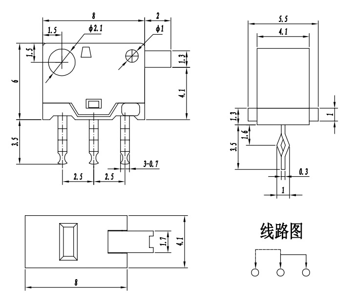 0.3 - 0.7N Mini 3 Pin DIP Push Button Switch DC30V 0.1A