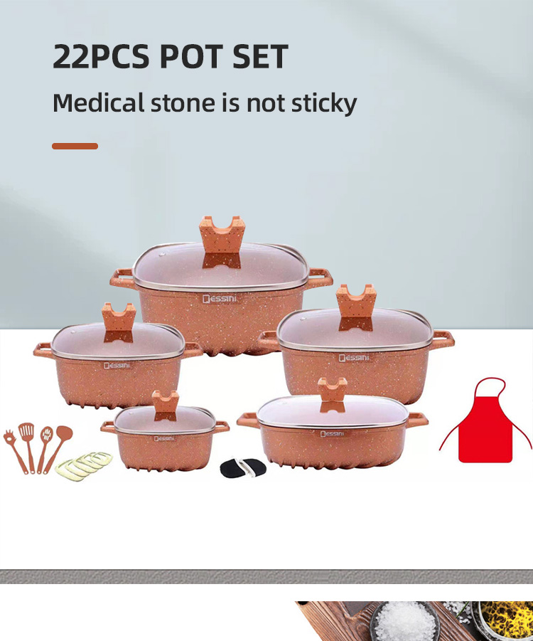 Wholesale Multifunction Pot And Pans Set 22pcs White Cooking Pot Sets Non-Stick Aluminum Cookware Sets