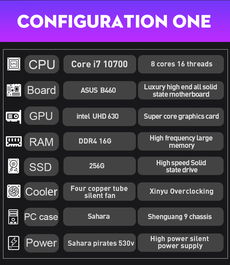 GTX 105O Ti 4G Gaming PC Computers CPU Core i7 10700 Slim Desktop PC