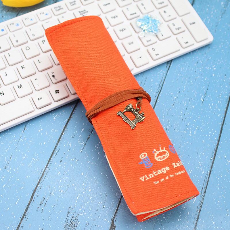 FRESH AND FASHIONABLE LARGE CAPACITY PEN BAG PENCIL CASE SIMPLE CREATIVE JUNIOR HIGH SCHOOL MEN AND WOMEN CANVAS PENCIL
