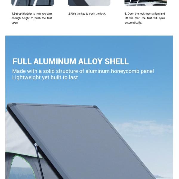 2.3m Car Roof Tent Camping 300gsm Polyester Hard Shell Ladder For SUV Van