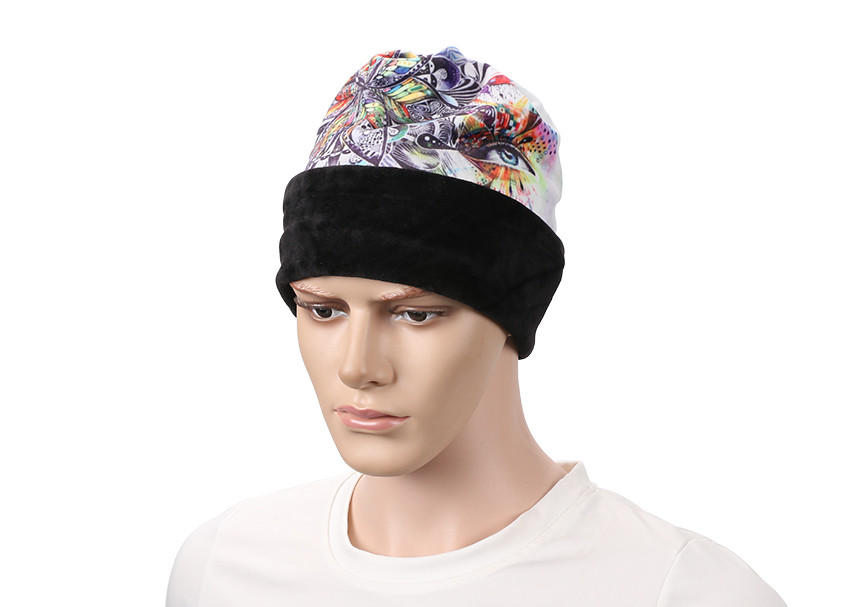 Unisex Winter Hats Velvet Warm Digital Printed Multifunctional One Size