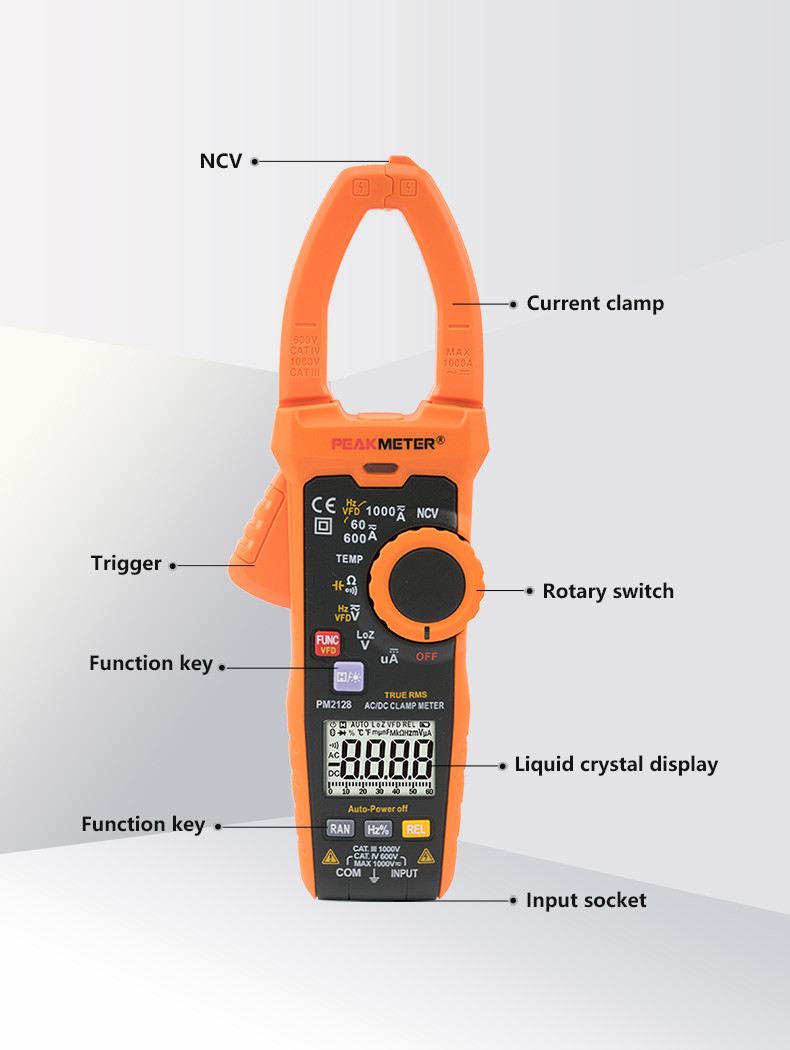 Auto Manual Range AC DC TRMS Digital Clamp Meter Multimeter Analogue Bar Graph