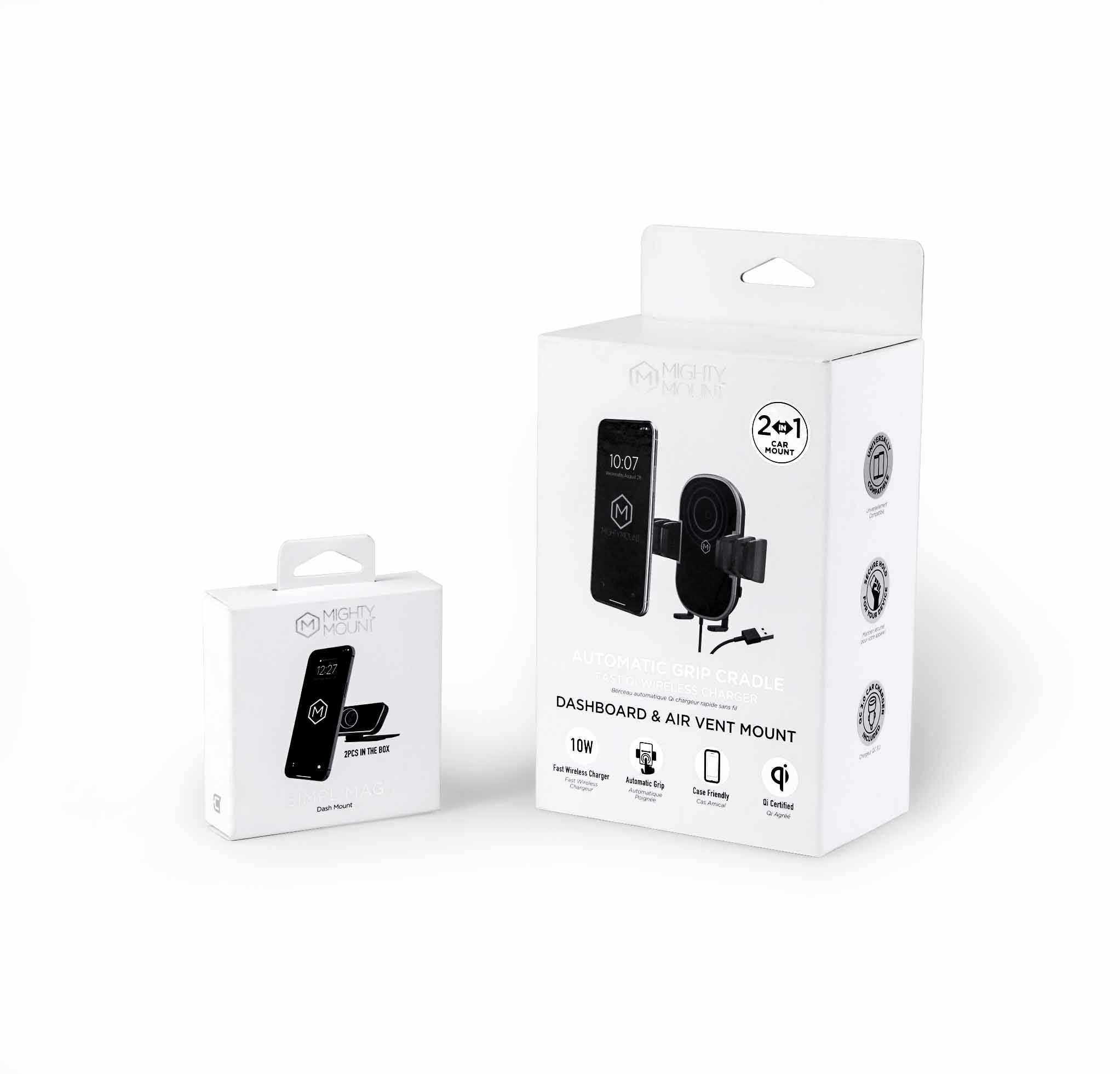 Silver Foiled Wireless Charger Tempered Glass Packaging Box With Hanging CMYK Printing
