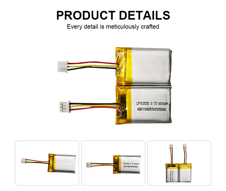 Lp702535 3.7v 600mah Lithium Polymer Lipo Battery Pack Anode Material