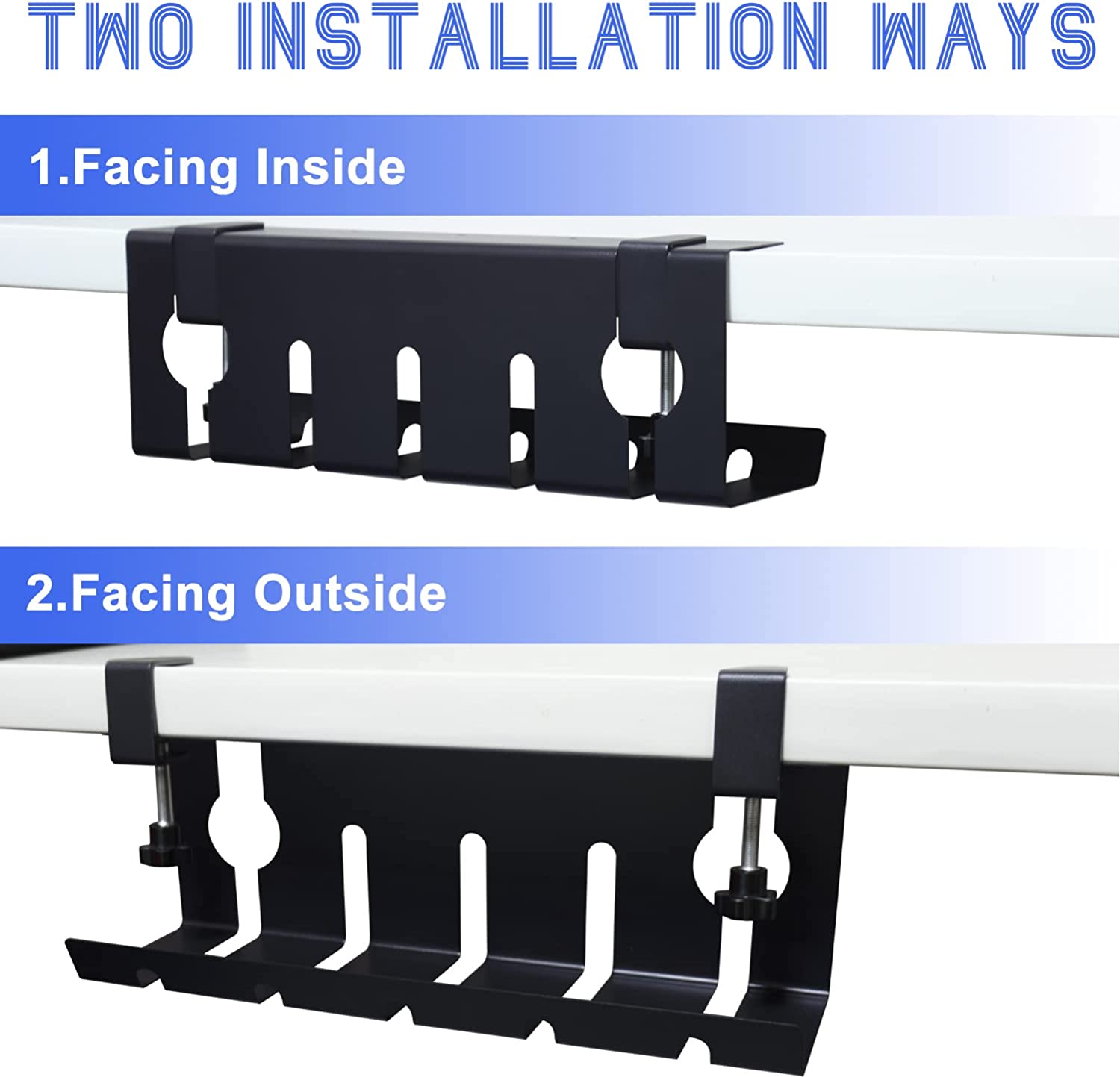NO Drill Under Desk Cable Organizer Tray Sturdy Wire Management and C CLAMP