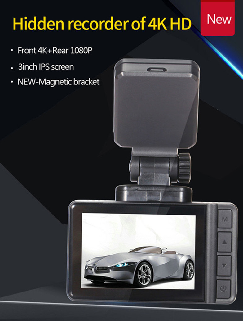 G Sensor 4K HD 3inch Vehicle Dash Cam Built In GPS 170 Wide Angle