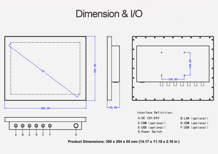 IP69K Washdown Waterproof Panel PC Stainless Steel SUS304 Touch Screen Computer Monitor