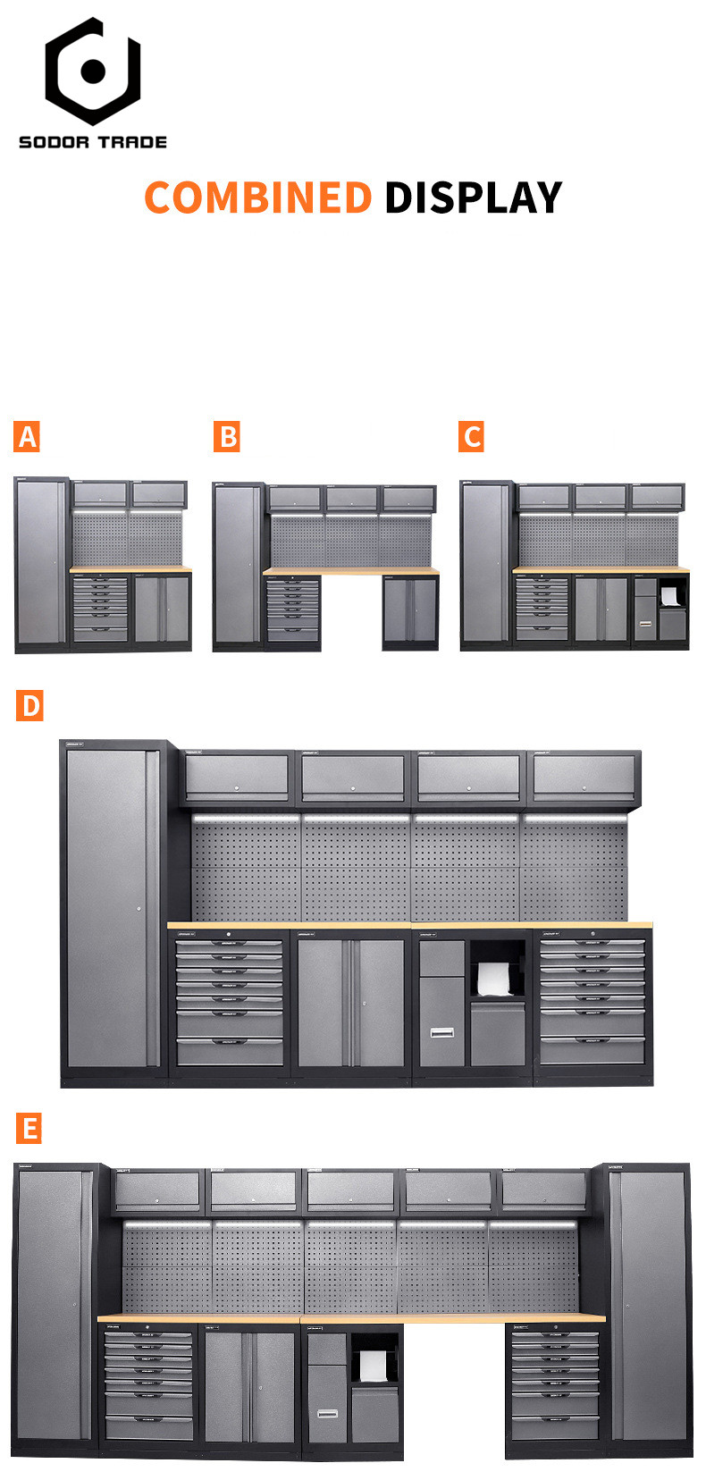 ISO9001 0.8-1.5mm Fixed ODM Garage Cabinet Workbench