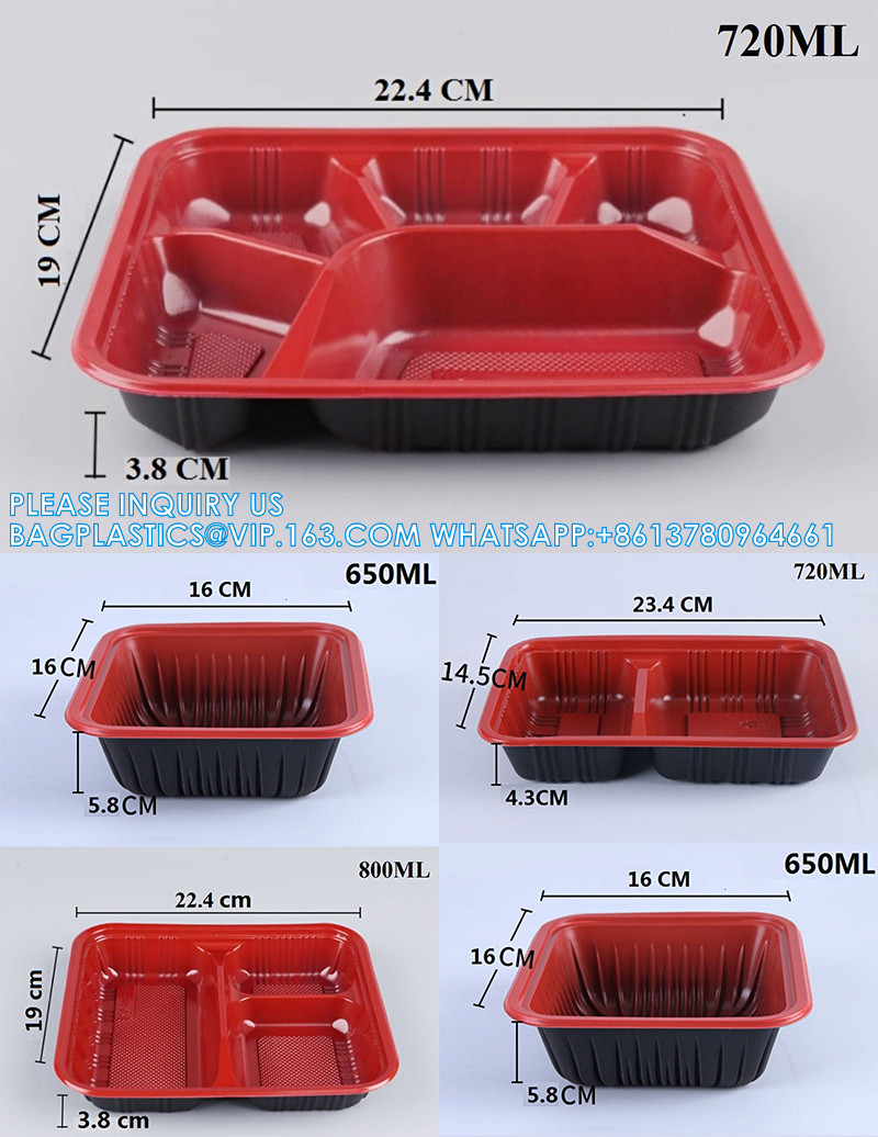 750ml 1000ml 1 2 3 4 5 Compartments Disposable Bento Microwavable Takeaway Food Container Custom LOGO PP Lunch Box