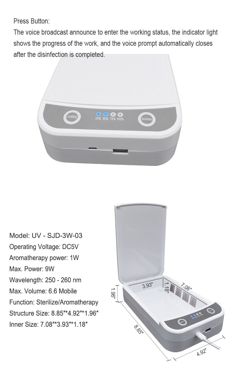 Portable Jewelry, Phone Stelirization Box 360° 3-5min Disinfection 99.9% Sterilizing