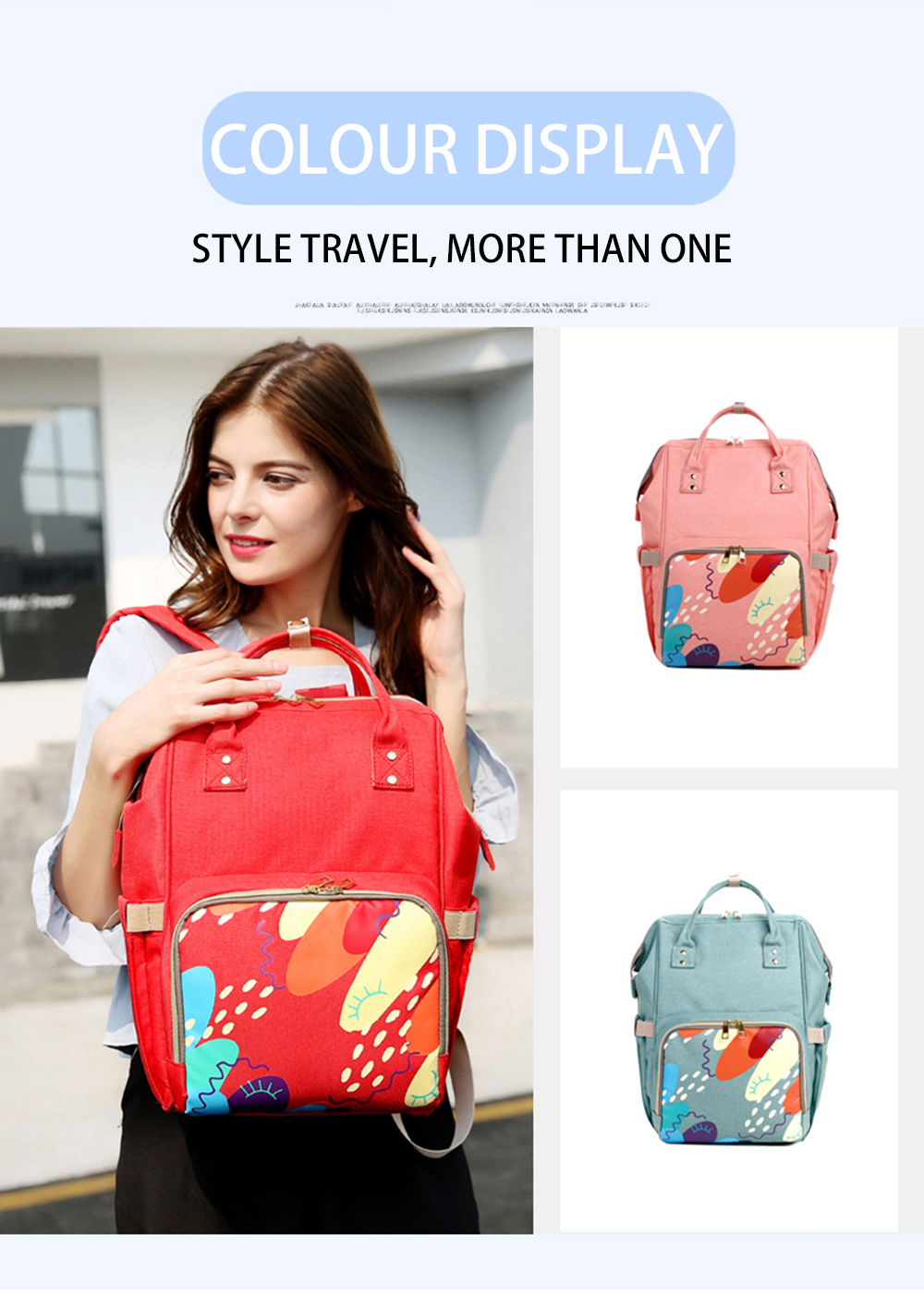 Water Resistant Red 17L Changing Bag Backpack Large Capacity 0.55kg