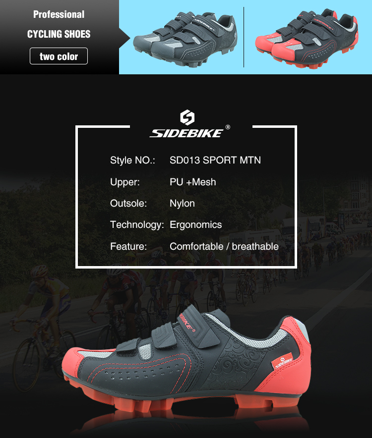 Self Locking Mens SPD Cycling Shoes , Mens Mountain Bike Trainers Dampproof