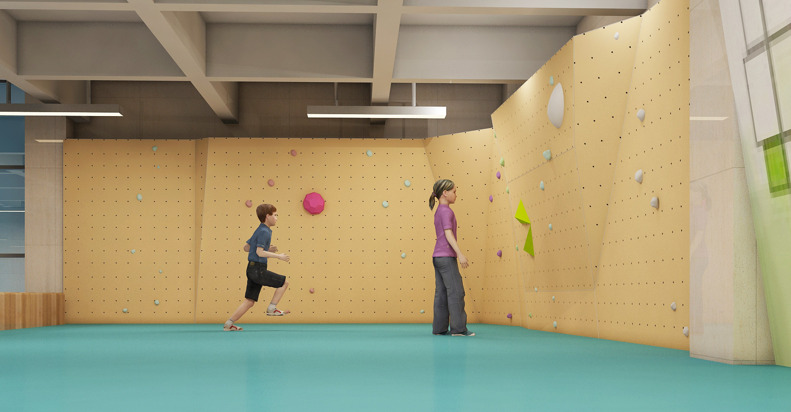 Amusement Adult Rock Indoor Climbing Wall Steel Wooden Resin ISO9001 ISO14001