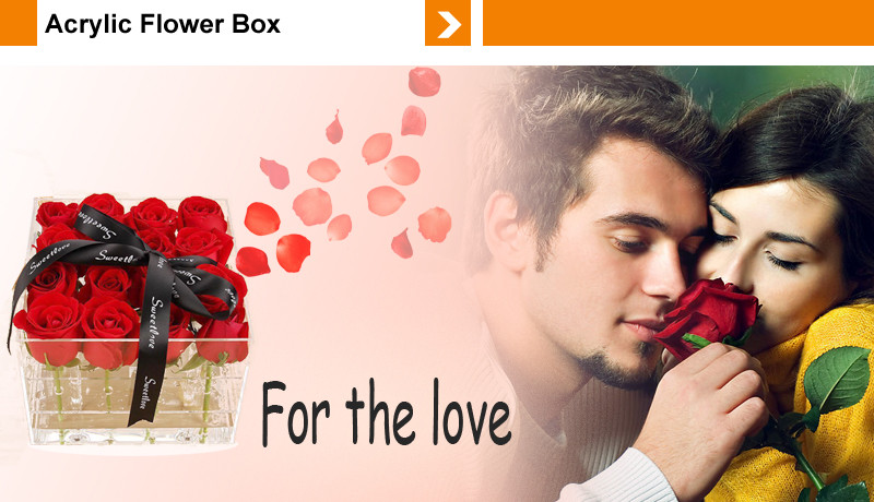 Luxury Rose Gift Acrylic Flower Box A Letter Flower Box With Lid Non - Toxic