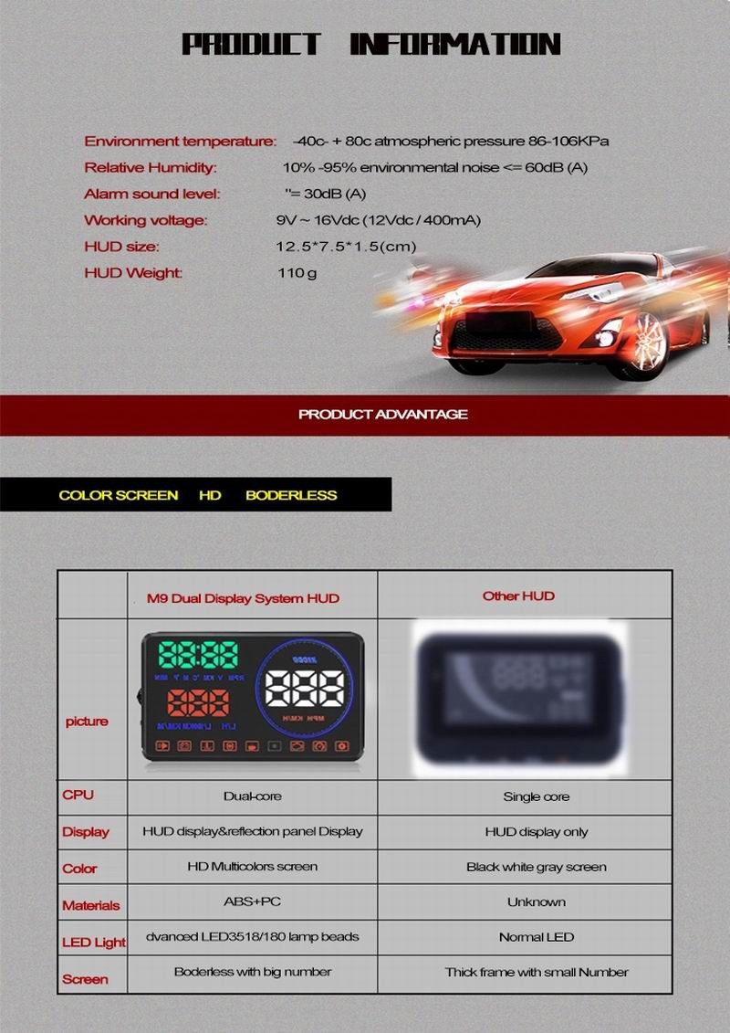 Ouchuangbo Car Head Up Display HUD detector speed projector on the windshield Speedometer Alarm