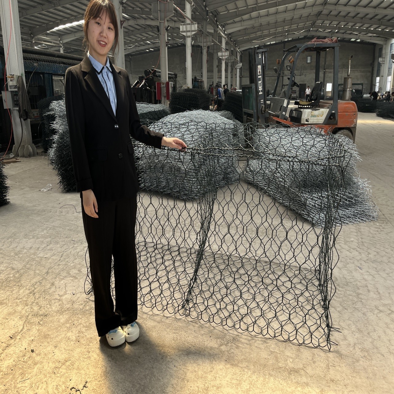 Green PVC Galvanized Gabion Box River Protect Stone Mesh 100mm X 120mm