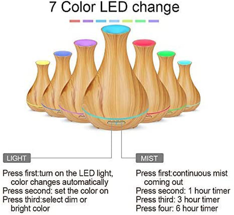 Aroma Diffuser Essential Oil Diffuser Ultrasonic Air Humidifier With Wood Grain