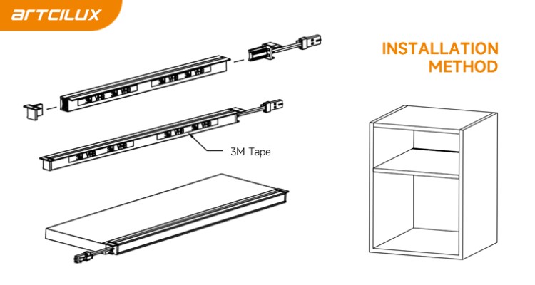 Aluminum Alloy LED Cabinet Strip Light Recessed Mounted
