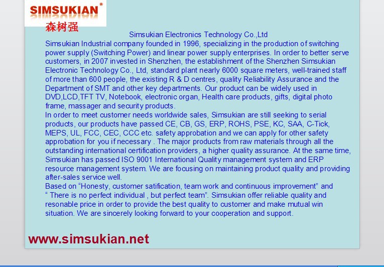 High efficiency Switching Power Adapter china supplier