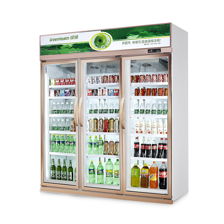 Grocery Shop Auto Defrost Glass Door Freezer / Drinks Display Cabinet