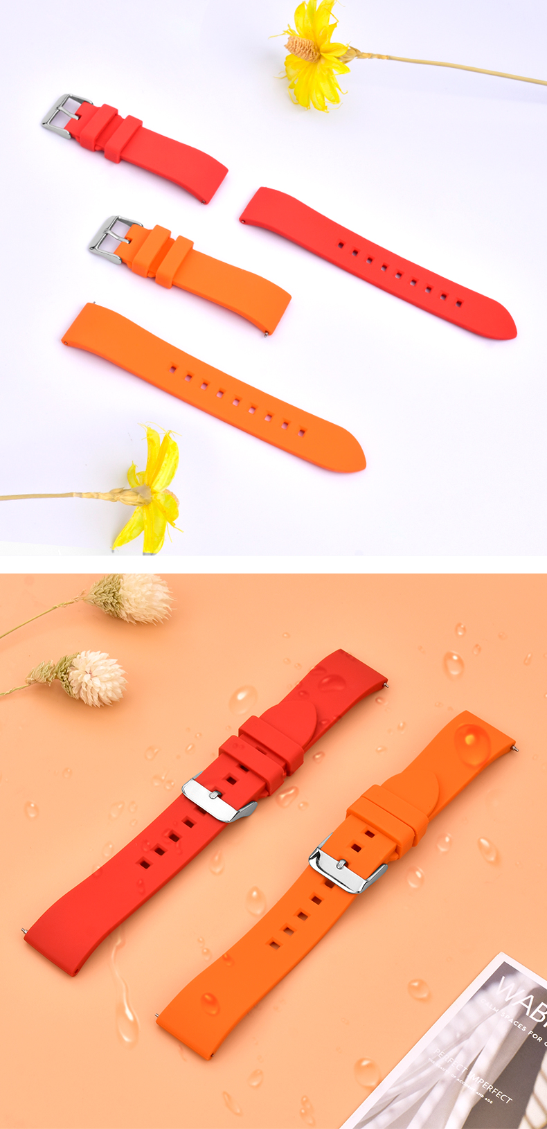 ROHS Quick Release 20mm Silicone Rubber Smart Watch Strap