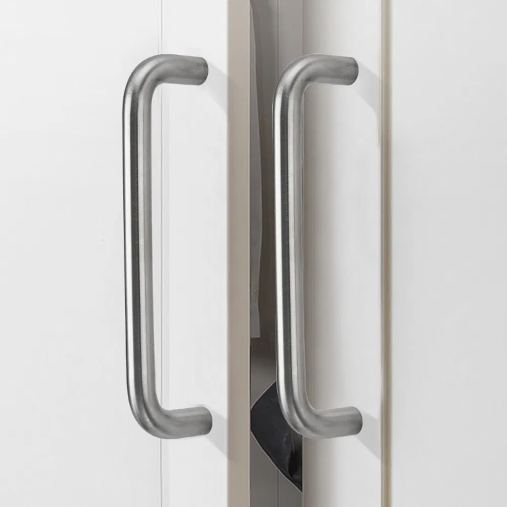High Quality Stainless Steel Solid Exterior Interior Luxury Hardware Tube Cabinet Furniture Handle Pull Modern Bedroom Aluminum Alloy Lever Black Door Handle