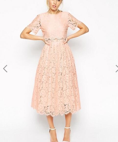 Newest Design Women Elegant Lace Midi Dress Party Wedding Dress Hot Sale