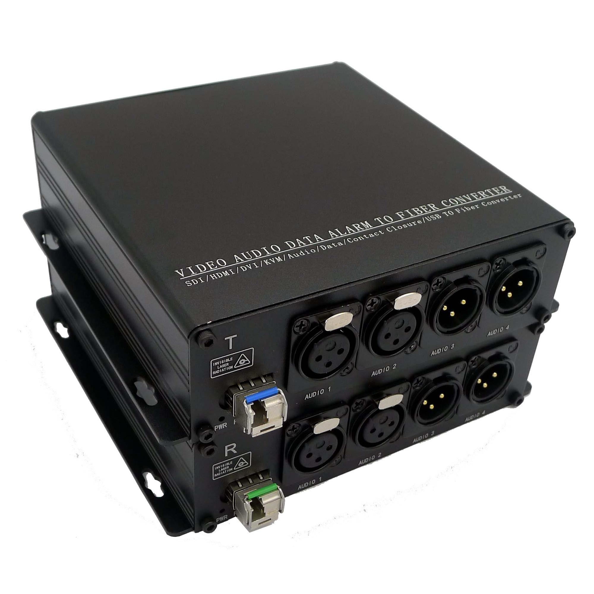 Two Way XLR Audio To Fiber Converter Broadcasting BIDI Balanced Audio