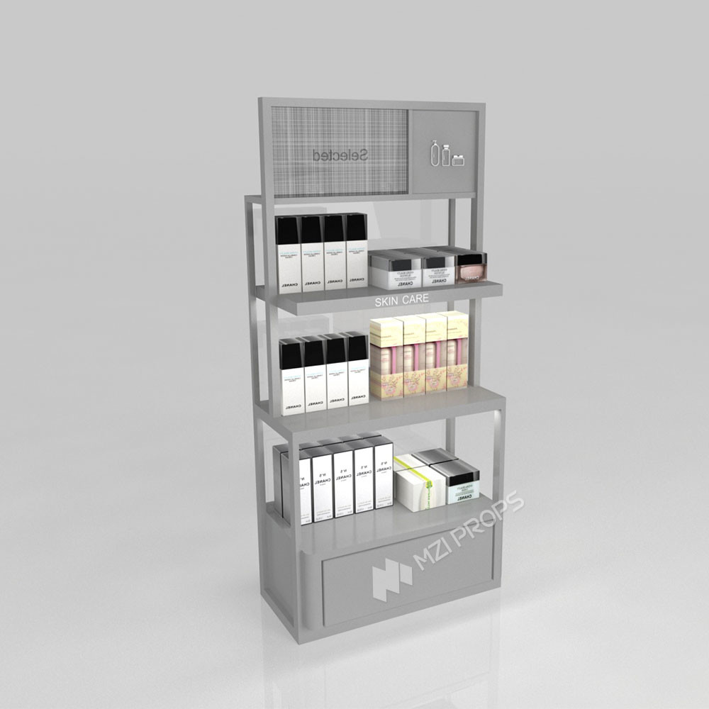 GDR03-CB-09 Premium Front Cabinet With Mirror Stainless Steel And Screen Printed Black Lines For Fashion Boutiques