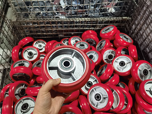 High Elasticity Industrial PU Polyurethane Heavy Duty Loaded Castor Wheels Singel 5" Braking Rigid Swivel Heavy Load
